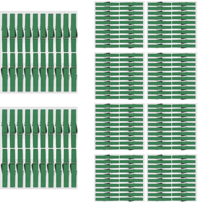 유니아트 1000 나무집게 소 (2.5cm) 18p, 초록, 10개입
