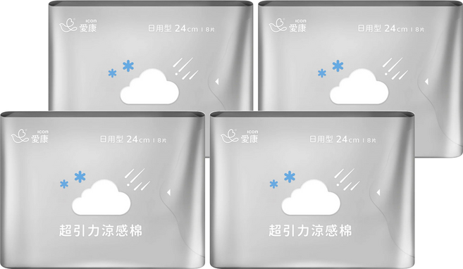 icon 愛康 超引力涼感衛生棉, 日用型(24cm), 8片, 4包