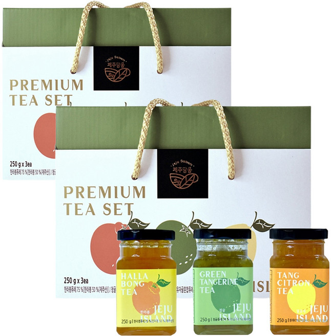 제주담움 프리미엄 차 250g x 3종 세트, 한라봉 + 청귤 + 댕유차, 2세트