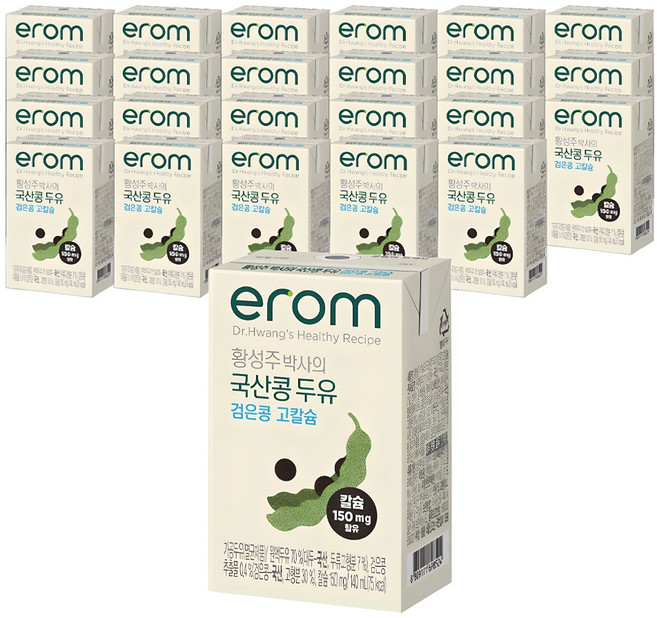 이롬 황성주 박사의 국산콩 두유 검은콩 고칼슘, 140ml, 24개