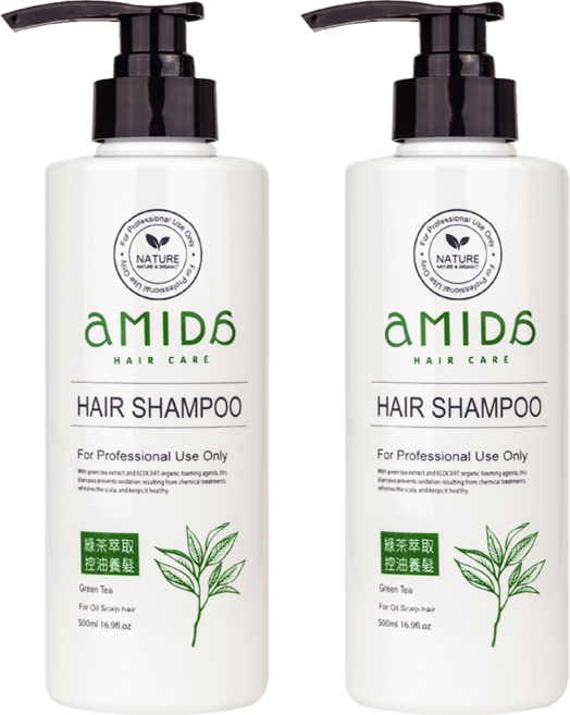 aMIDa 阿蜜達 綠茶控油洗髮精｜控油蓬鬆 無矽靈 天然綠茶萃取, 500ml, 2件