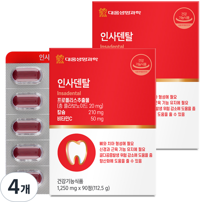 대웅생명과학 인사덴탈 112.5g, 90정, 4개