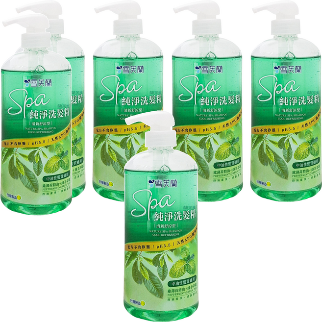 雪芙蘭 SPA 純淨洗髮精 清新舒涼型 歐薄荷精油 + 綠茶萃取, 650g, 6瓶