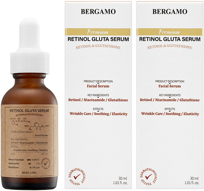 BERGAMO 視黃醇谷胱甘肽精華液, 2個, 30ml