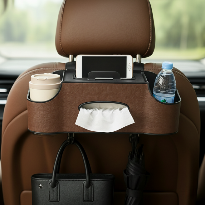 Q-hit 車用後座收納盒, 棕色, 1個