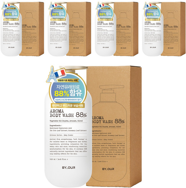 바이아우어 아로마 바디워시 베이비파우더, 1.02L, 5개