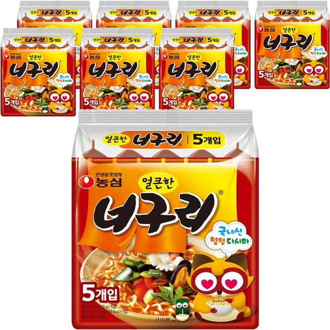 농심 얼큰한 너구리 120g, 40개