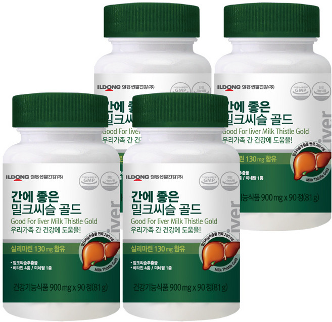 일동생활건강 간에 좋은 밀크씨슬 골드, 90정, 4개