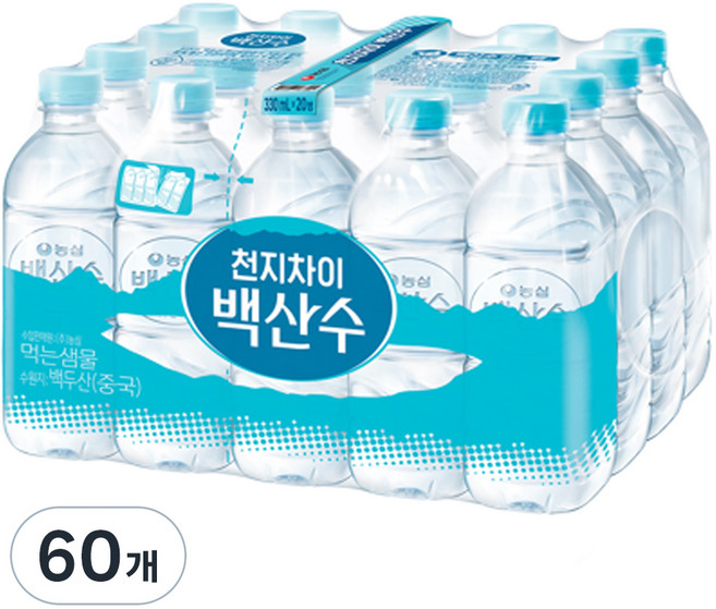백산수 무라벨 생수, 330ml, 60개