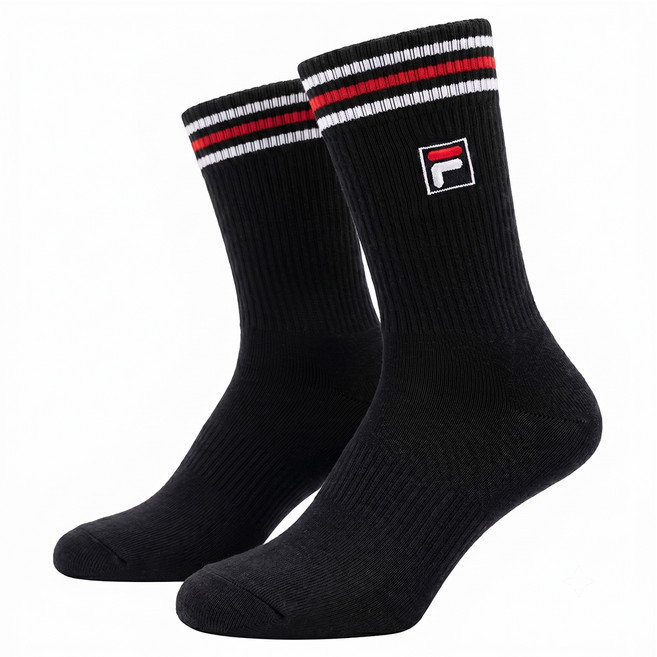 FILA 中筒運動襪 SCU-7003-BK, 黑色, 1個