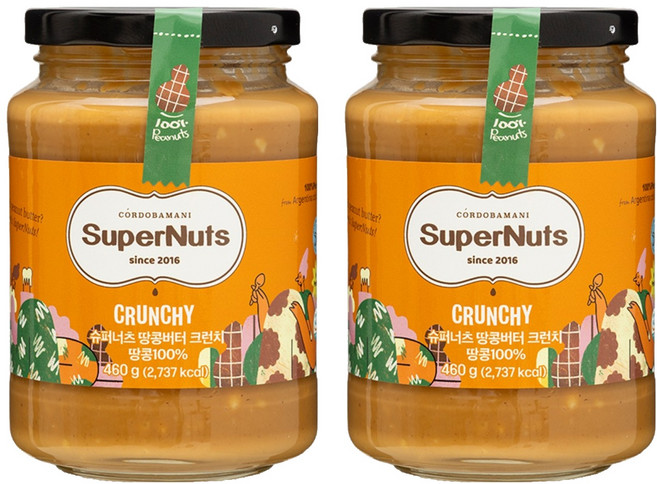 超級堅果花生醬果醬脆餅, 460克, 2個