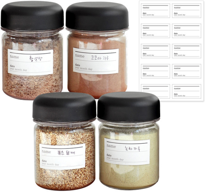 네이쳐리빙 모던 트라이탄 레터링 양념통 180ML, 1세트, 양념통 4p +네임 스티커