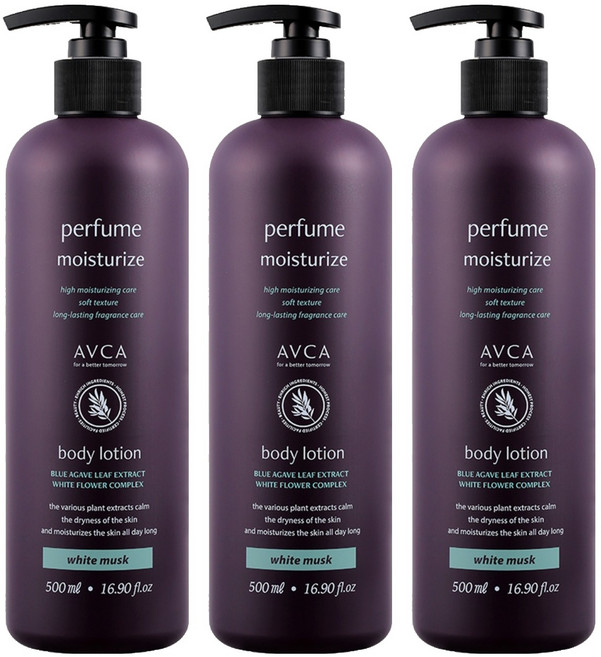 아브카 퍼퓸 바디로션 화이트 머스크향, 3개, 500ml