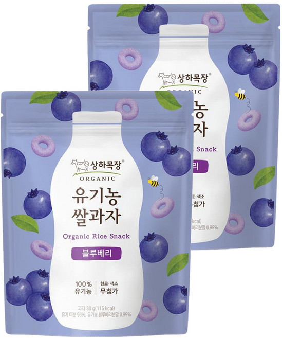 상하목장 유기농 쌀과자, 2개, 30g, 블루베리