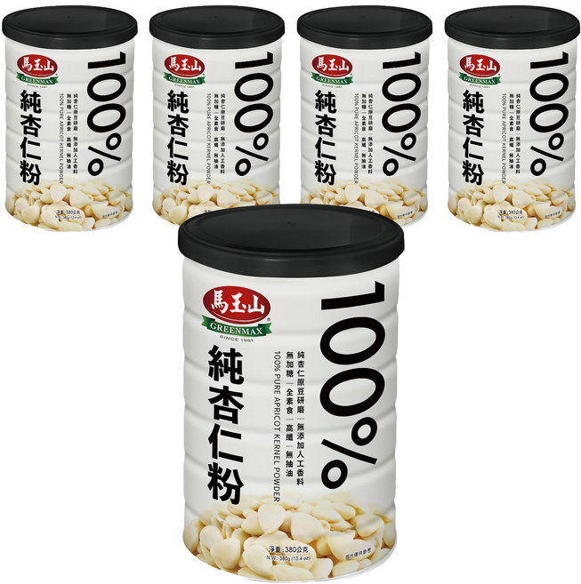 馬玉山 100%純杏仁粉, 380g, 5罐