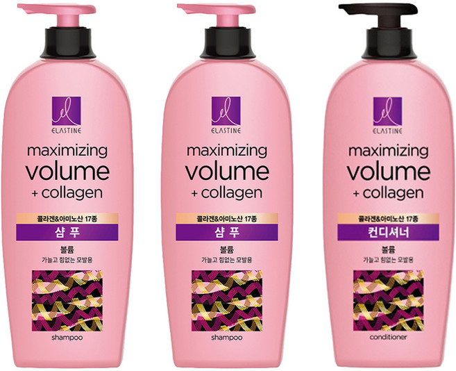 엘라스틴 콜라겐 볼륨 샴푸 680ml 2p + 컨디셔너 680ml, 1개