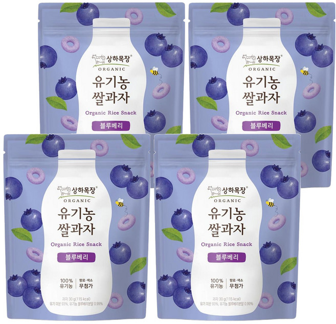 상하목장 유기농 쌀과자, 4개, 30g, 블루베리