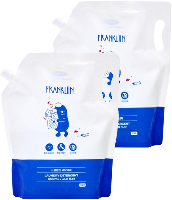 FRANKLIIN 유아용 세탁세제 리필, 1L, 2개