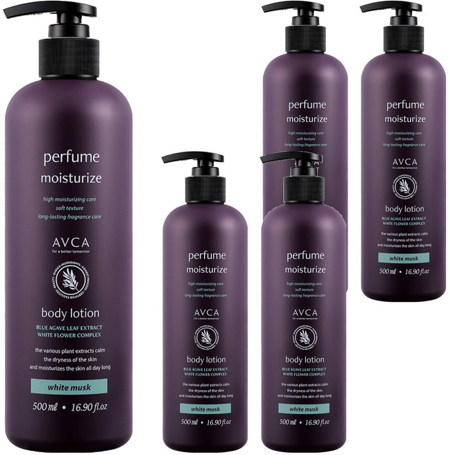 아브카 퍼퓸 바디로션 화이트 머스크향, 5개, 500ml