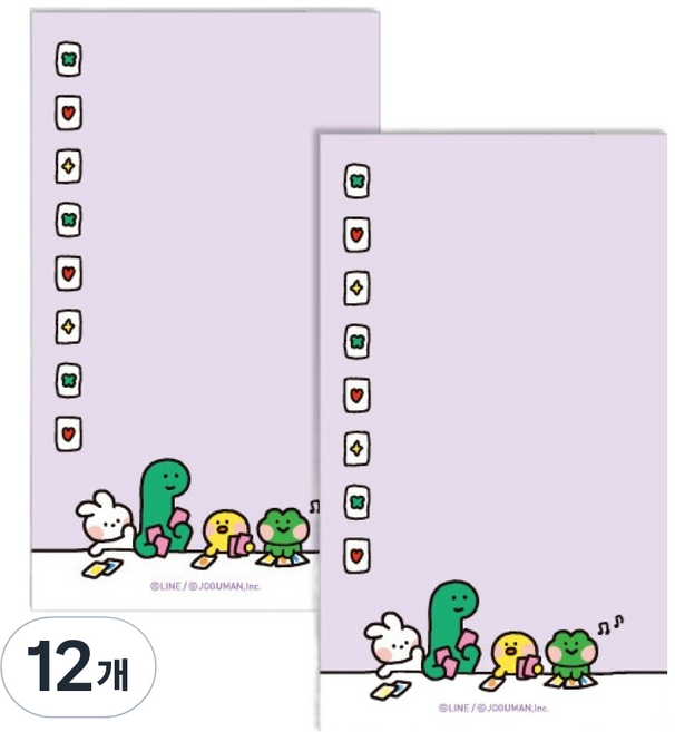플라잉웨일즈 라인프렌즈 미니니구만 메모패드, 퍼플, 50매, 12개