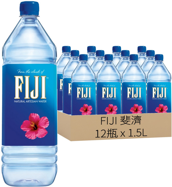 FIJI 斐濟 天然水, 1.5L, 12瓶