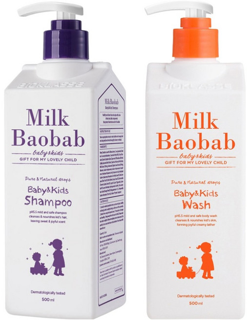 밀크바오밥 베이비 앤 키즈 샴푸 + 워시, 500ml, 1세트