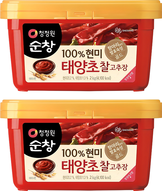 청정원순창 100% 현미 태양초 찰고추장, 2kg, 2개