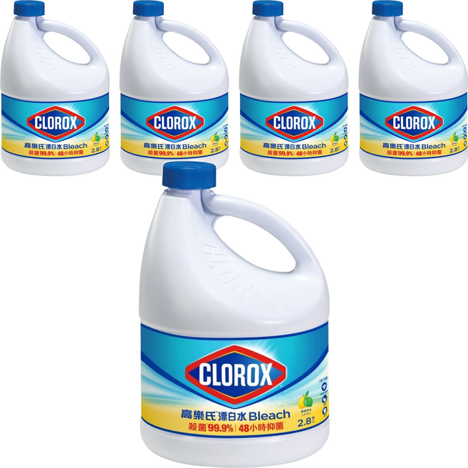 CLOROX 高樂氏 漂白水 檸檬香, 2.8L, 5桶