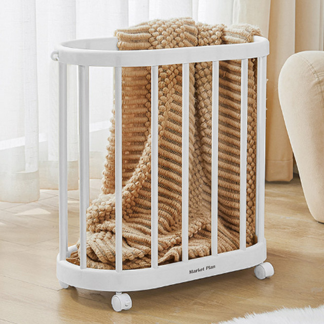 마켓플랜 슬리밍 이동식 다용도 빨래 바구니, 화이트