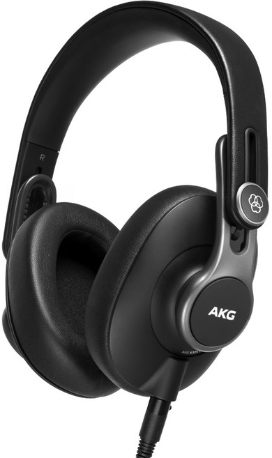 AKG 오버이어 폴더블 스튜디오 밀폐형 헤드폰, 검정색, K371