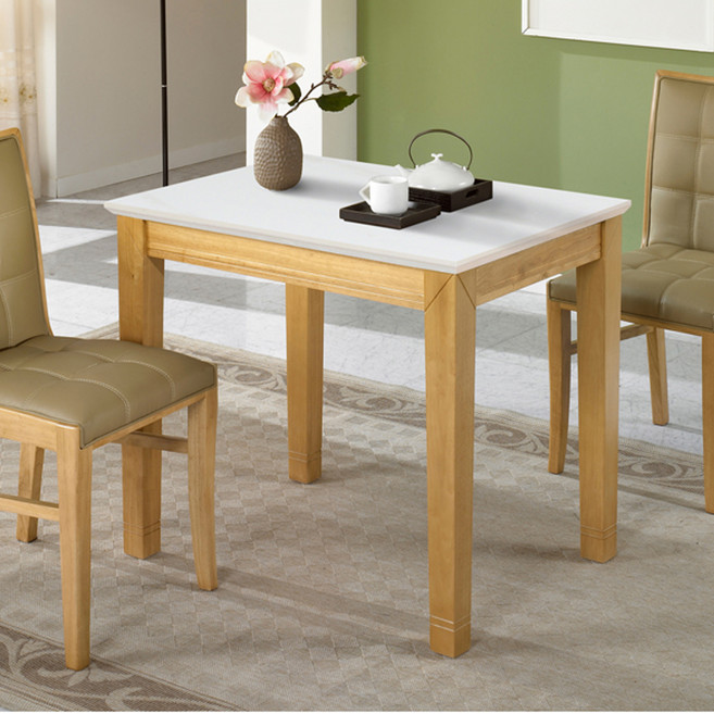 도리퍼니처 엘사 세라믹 원목 2인용 식탁 + 의자 2p 세트 방문설치, 내추럴 화이트, 일반의자 2