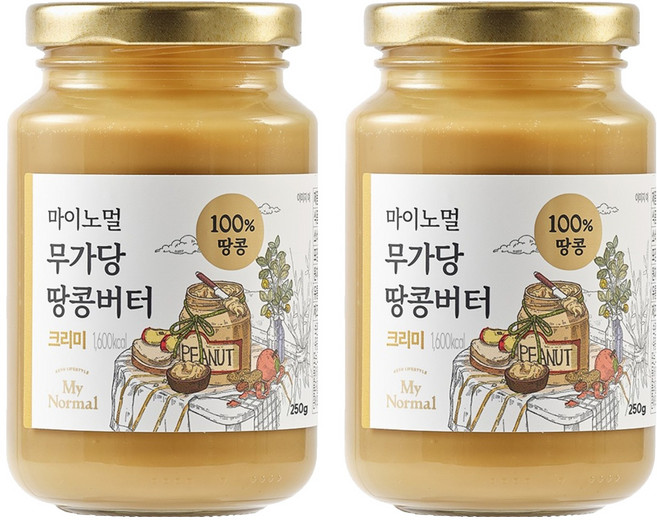 마이노멀 무가당 땅콩버터 100% 크리미, 250g, 2개