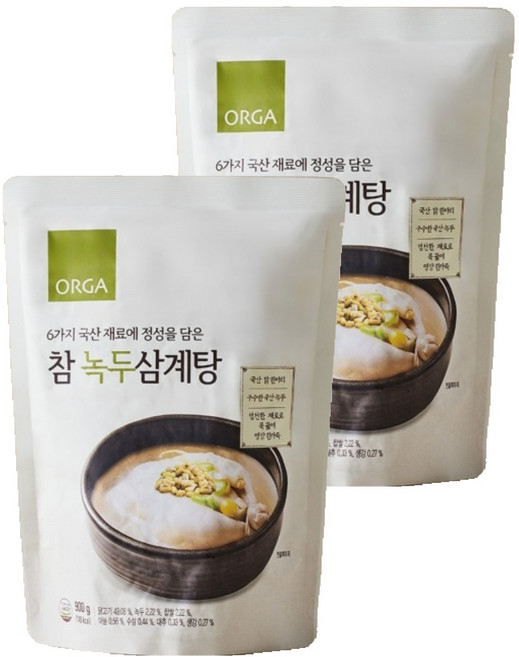 올가홀푸드 참 녹두삼계탕, 900g, 2개