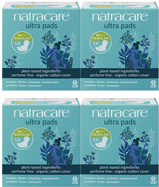 나트라케어 울트라 패드 윙 생리대 날개형, 소형, 14개입, 4개