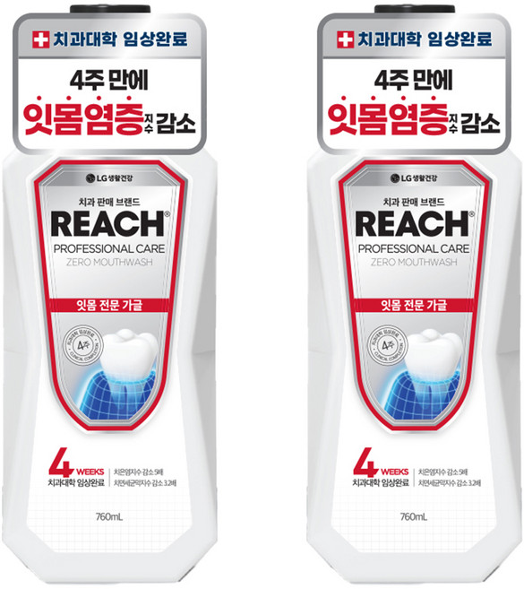 리치 프로페셔널 잇몸 전문 제로 구강청결제, 760ml, 2개