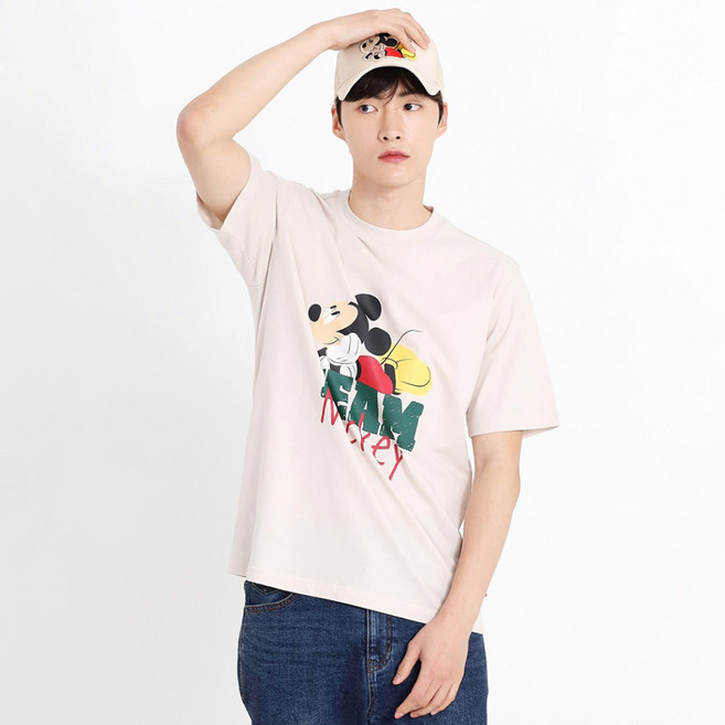 홀하우스 남녀공용 팀 미키 통기성 반팔 티셔츠 HM2TSU106