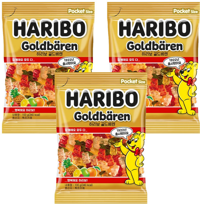 하리보 골드베렌 젤리, 100g, 3개
