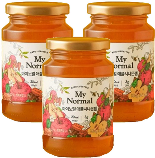 마이노멀 저당 저칼로리 애플시나몬잼, 320g, 3개