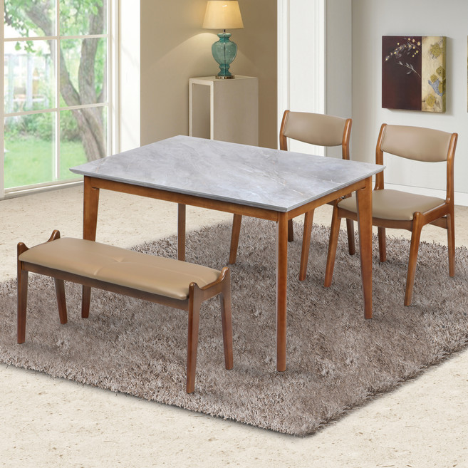 도리퍼니처 오리온 세라믹 원목 4인용 식탁 + 의자 2p + 벤치 세트 방문설치, 그레이 우드, 일반 2 + 벤치 1