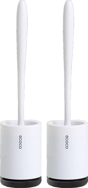 ecoco 意可可 高品味無痕防水壁掛馬桶刷 落地款, 2支, 白色