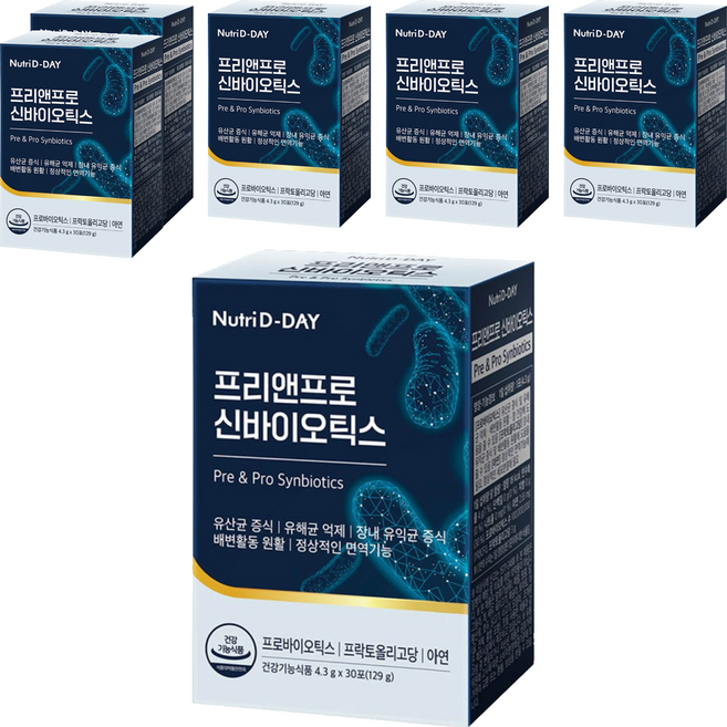 뉴트리디데이 프리앤프로 신바이오틱스, 129g, 6개