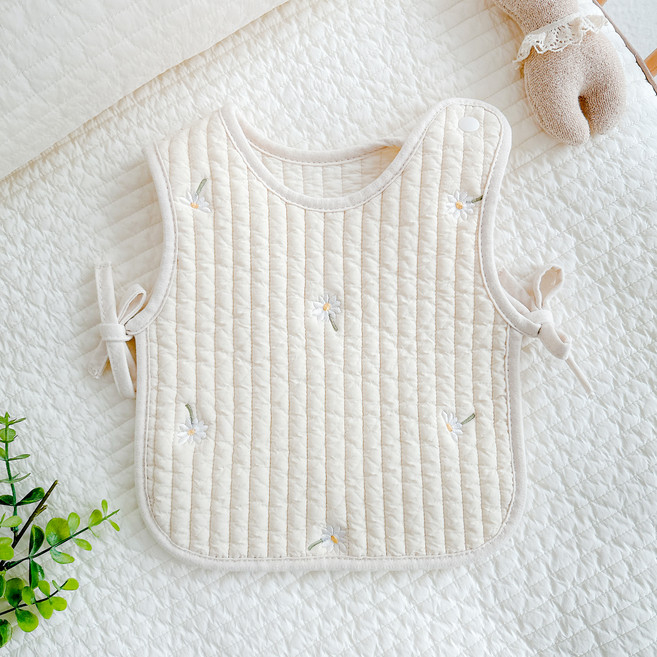 마롤로뜨 아기 자수 누빔 조끼형 턱받이, 살랑데이지, 1개, 1매