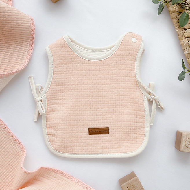 마롤로뜨 아기 3중 거즈 조끼형 턱받이, 무지 핑크, 1개, 1개입