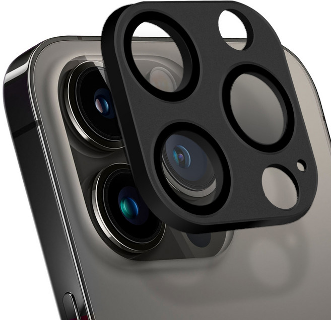 아이몰 아이폰 카메라 렌즈 빛번짐 방지 일체형 풀커버 강화유리 메탈 보호필름 그레파이트, 1개