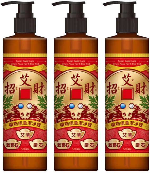美吾髮 艾招財 礦物能量洗沐合一潔淨露, 330ml, 3瓶
