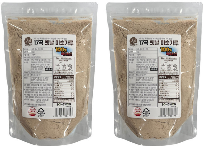 우리차 17곡 옛날 미숫가루, 500g, 2개