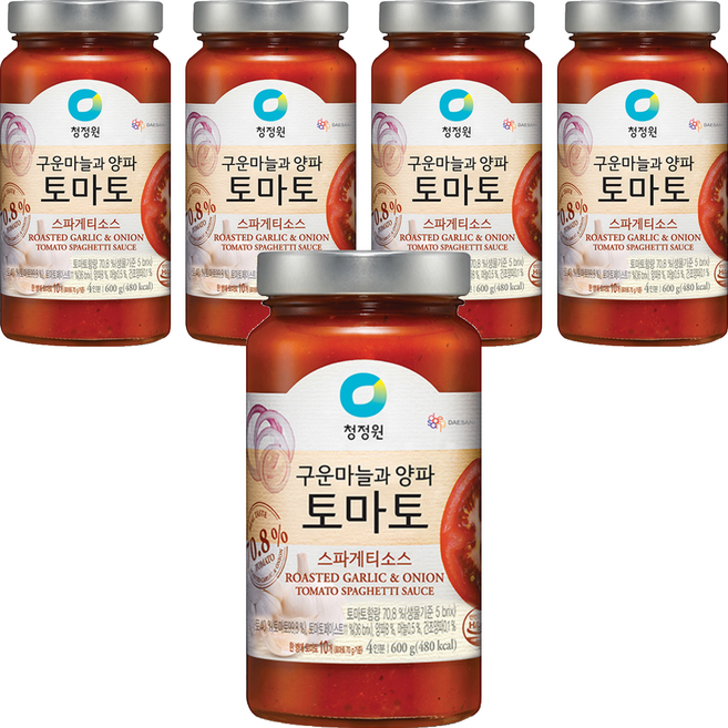 청정원 구운마늘과 양파 토마토 스파게티소스, 600g, 5개