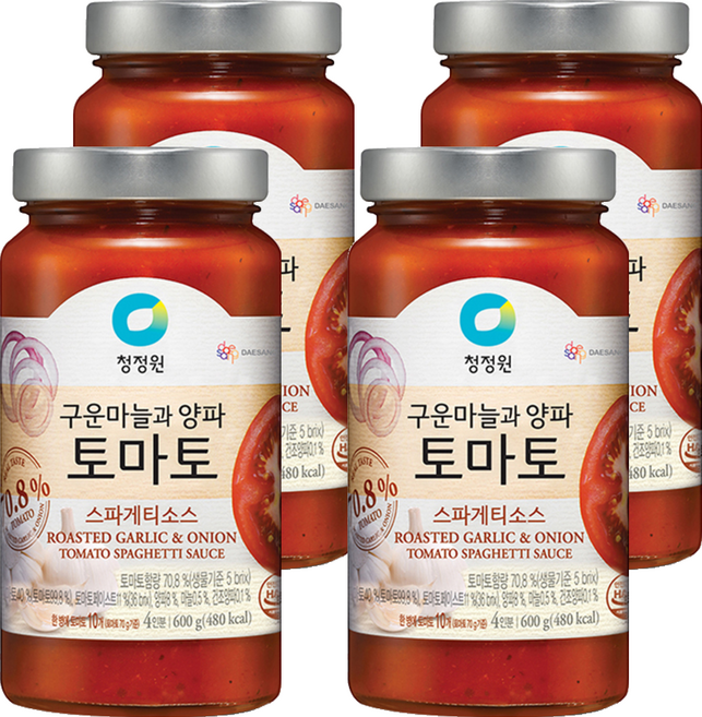 청정원 구운마늘과 양파 토마토 스파게티소스, 600g, 4개