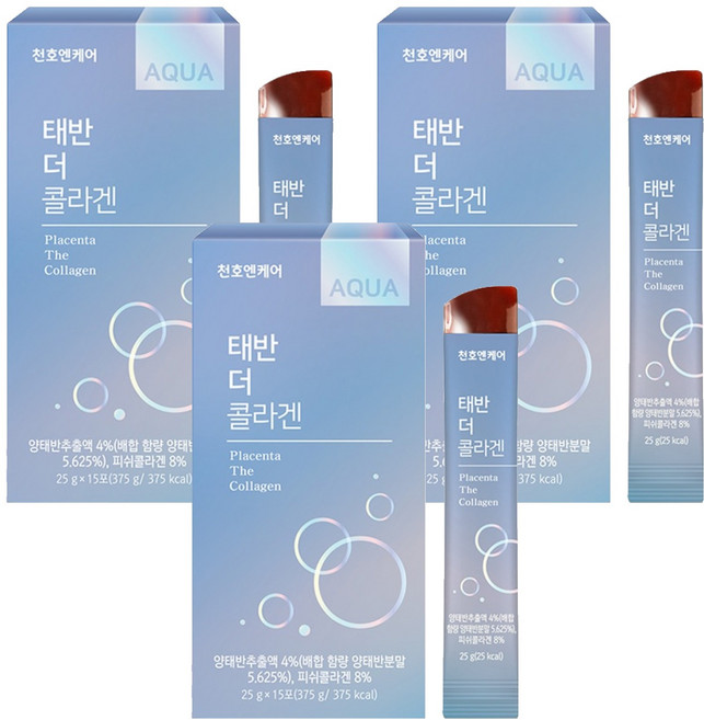 천호엔케어 태반 더 콜라겐 젤리 스틱 15p, 375g, 3개
