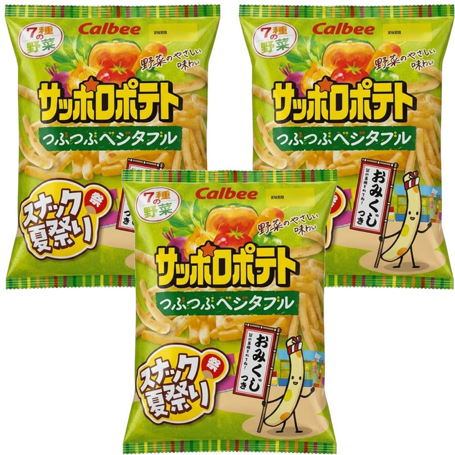 Calbee 卡樂比 Sapporo Potato 蔬菜馬鈴薯條太空包, 72g, 3包